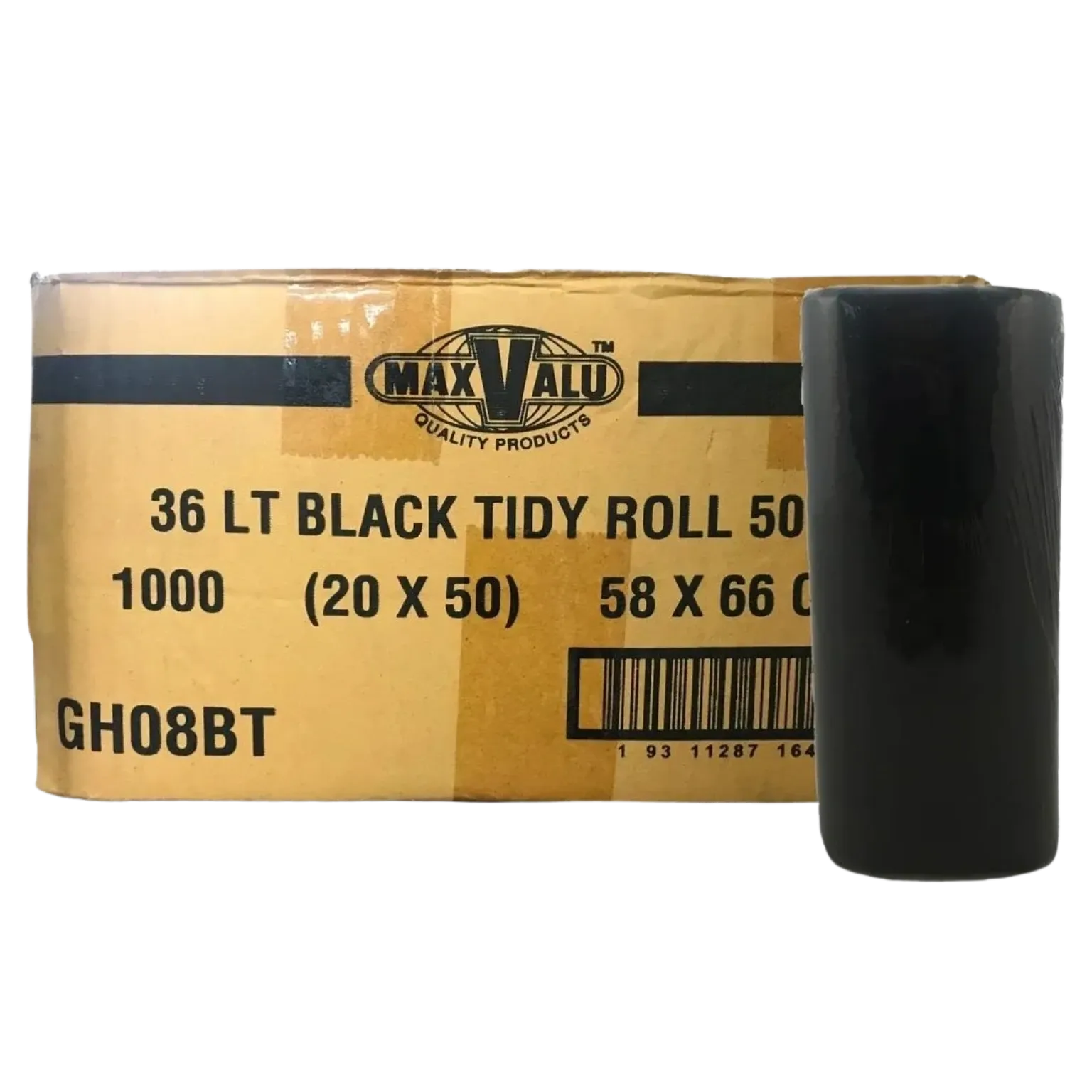 36L BLACK Tidy Bag 66X58cm Roll Bin Bags