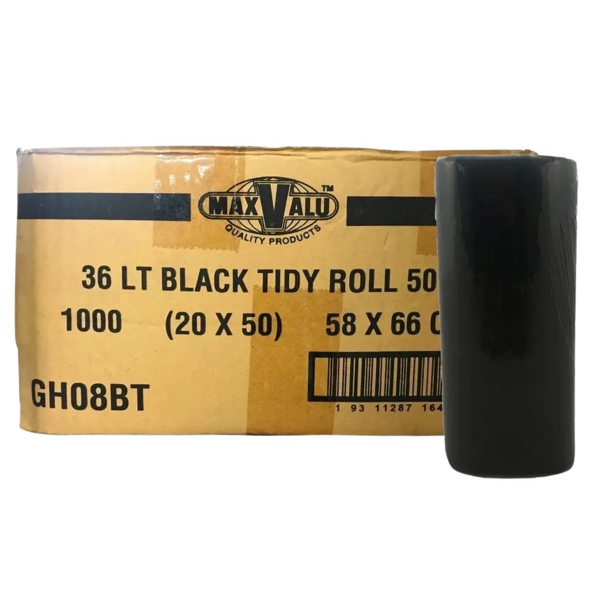36L BLACK Tidy Bag 66X58cm Roll Bin Bags