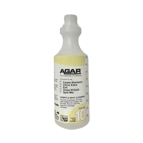 Agar #10 500ml Empty Spray Bottle. Carpet Shampoo, Citrus Extra, Exit, Green 'N' Gold, Spot Wiz
