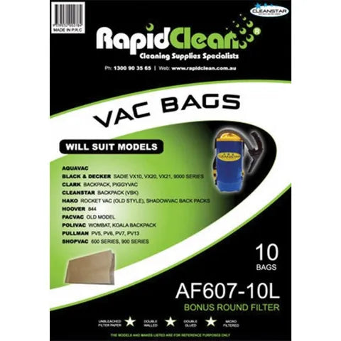RapidClean Vacuum Bag - Nilfisk, Origin, Pacvac, Polivac, Pullman Backpack - 10 pack
