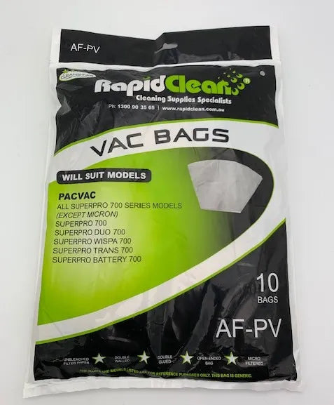 RapidClean Vacuum Bag - Pacvac Superpro Backpack Series - 10 Pack