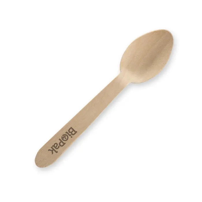 Biopak 10cm Uncoated Wood Teaspoon (Carton 2000)