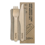Biopak 16cm Coated Wood Knife, Fork & Napkin Set (Carton 400)