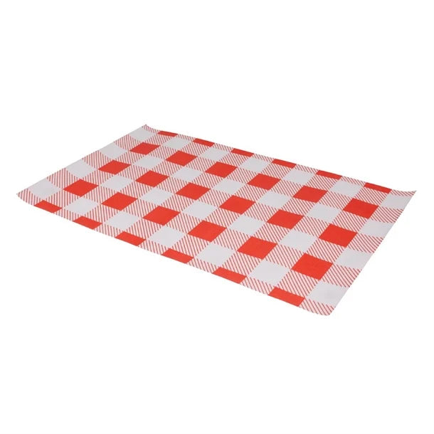Fiesta Compostable Red Gingham Greaseproof Sheets - 380x310mm (200Pack)
