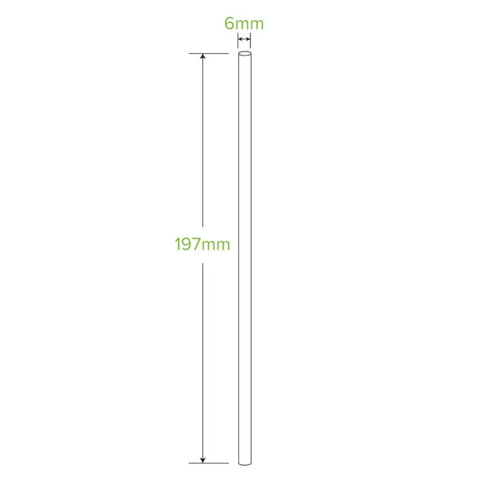 Biopak 6mm Individual Wrapped Regular Black BioStraw (Carton 2500)