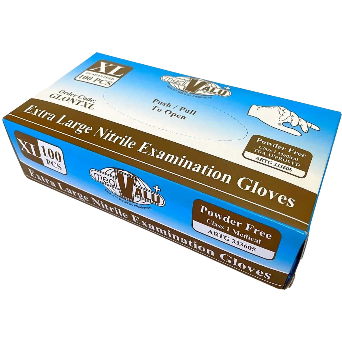 TGA Approved Blue Nitrile Gloves - Powder Free S, M, L, XL Various Sizes