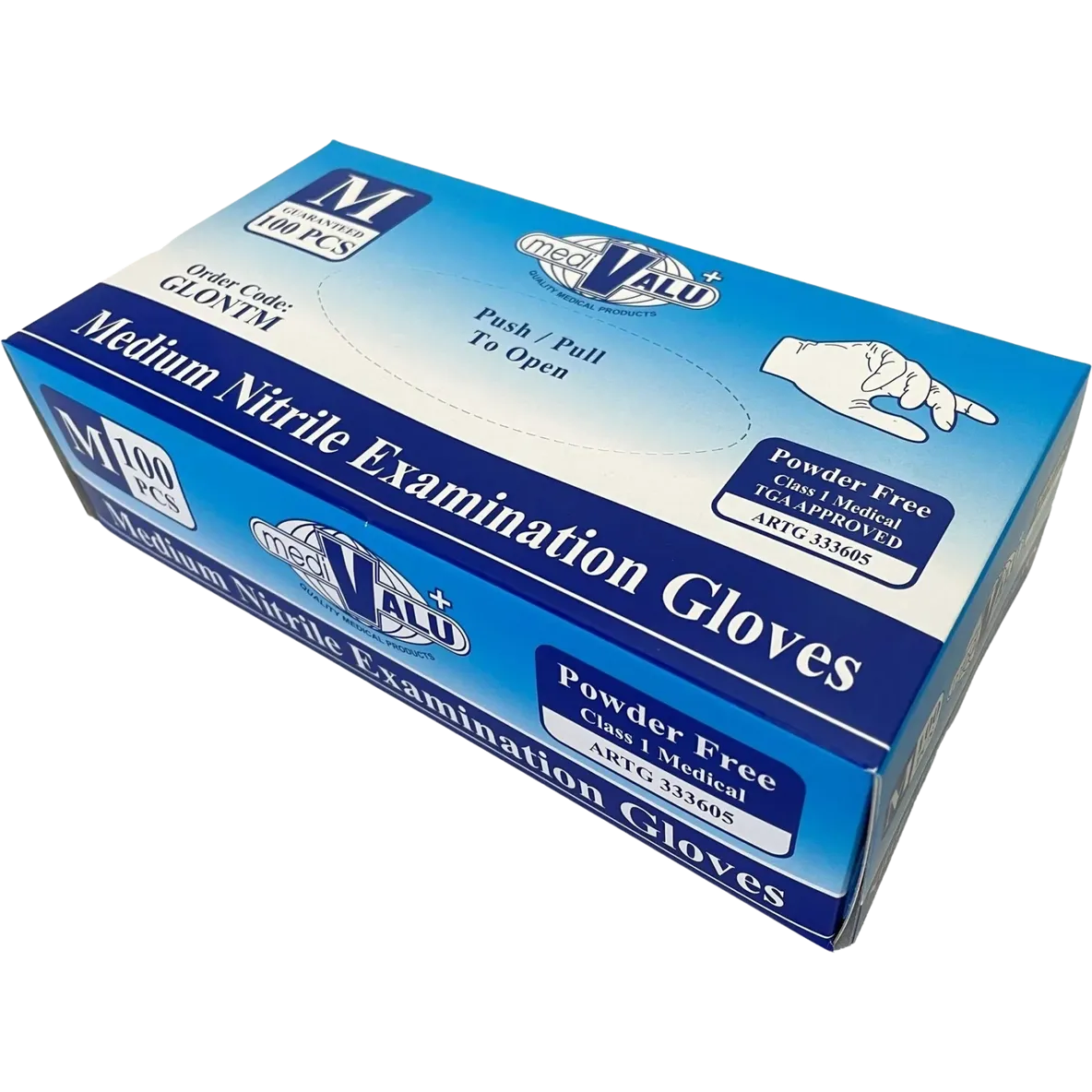 TGA Approved Blue Nitrile Gloves - Powder Free S, M, L, XL Various Sizes